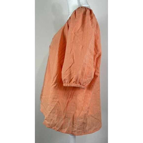 Torrid Seersucker Button Front Puff SS Top Papaya Punch Plus Size 2X (18/20) - Picture 3 of 11